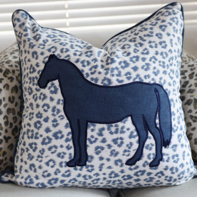 Ballina Stables Light Blue Leopard Print Scatter Cushion