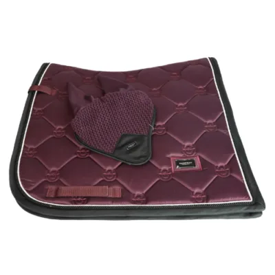 Equestrian Stockholm Dressage Saddle Pad & Ear Bonnet set Black Raven