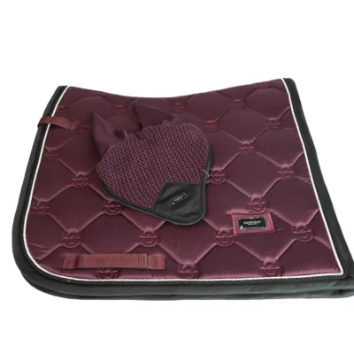 Equestrian Stockholm Dressage Saddle Pad & Ear Bonnet set Black Raven